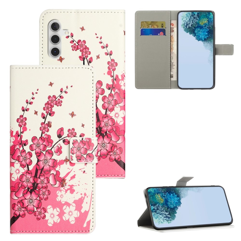 Étui portefeuille Samsung Galaxy A55, Fleurs de cerisier