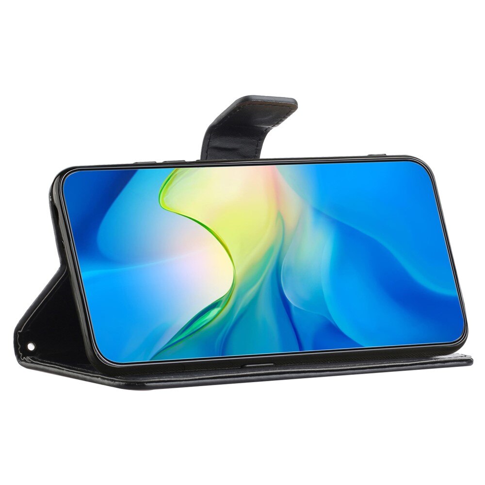 Étui en cuir à papillons pour Samsung Galaxy A55, Noir