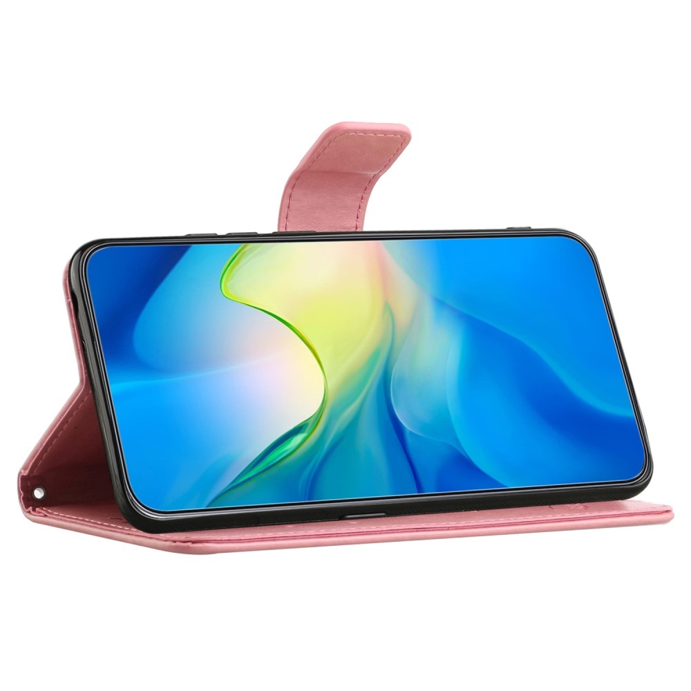 Étui en cuir à papillons pour Samsung Galaxy A55, rose
