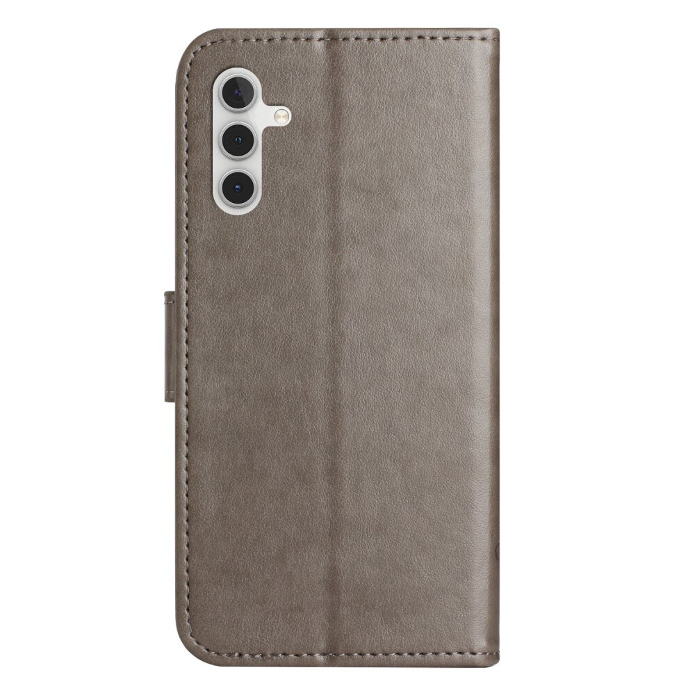 Étui en cuir à papillons pour Samsung Galaxy A55, Gris