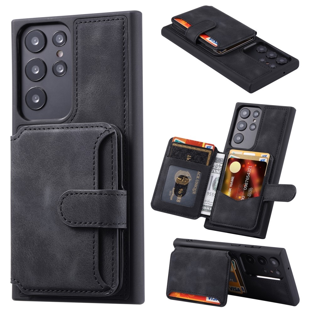 Coque porte-cartes Multi-slot anti-RFID Samsung Galaxy S24 Ultra, noir