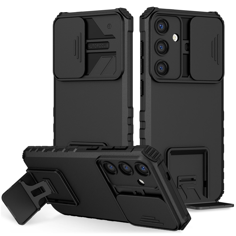 Coque Kickstand avec Protège Caméra Samsung Galaxy S24, Noir