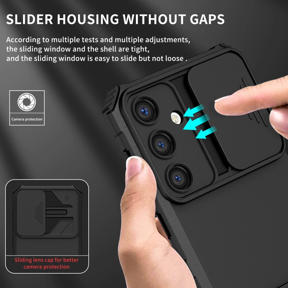 Coque Kickstand avec Protège Caméra Samsung Galaxy S24, Noir