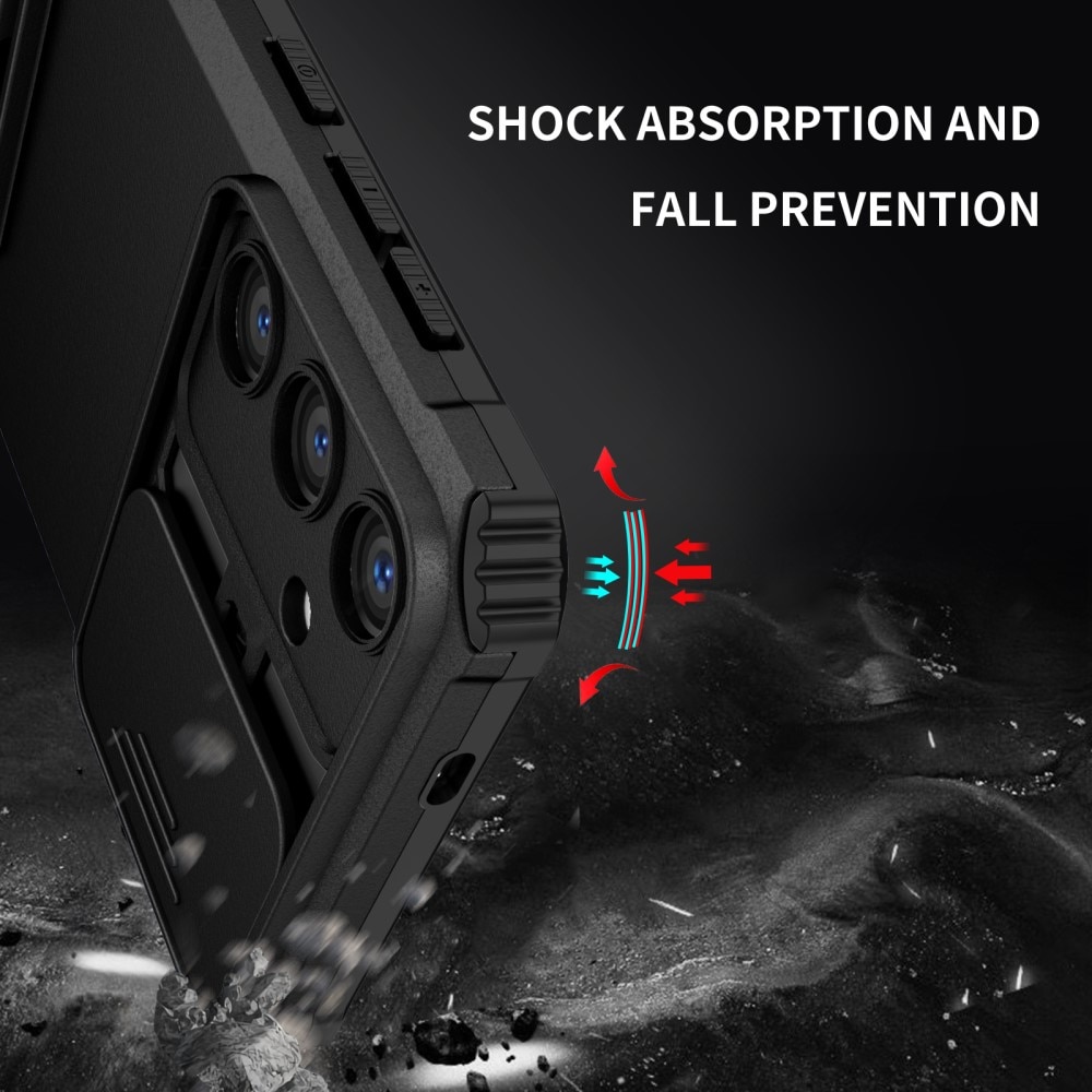 Coque Kickstand avec Protège Caméra Samsung Galaxy S24 Plus, Noir