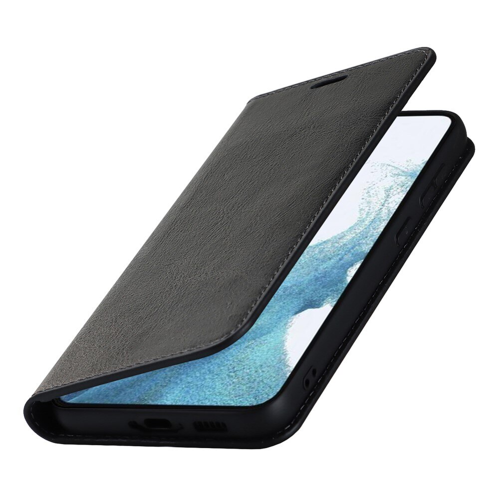 Coque portefeuille en cuir Veritable Samsung Galaxy S23, Noir