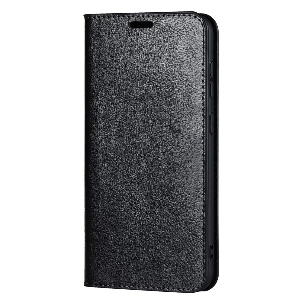 Coque portefeuille en cuir Veritable Samsung Galaxy S23, noir
