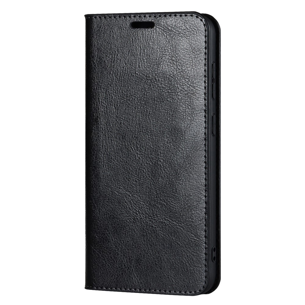 Coque portefeuille en cuir Veritable Samsung Galaxy S23, Noir