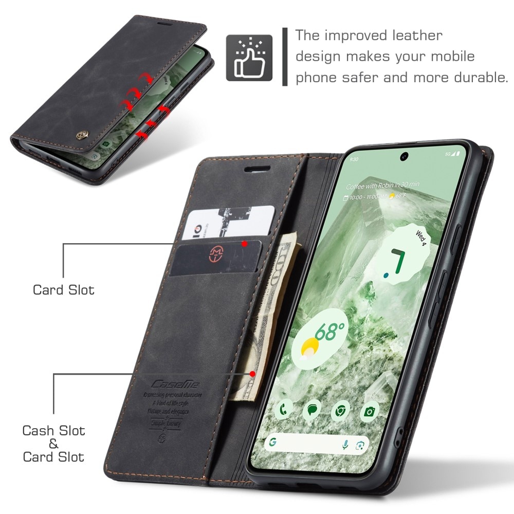Étui portefeuille mince Google Pixel 8a, Noir