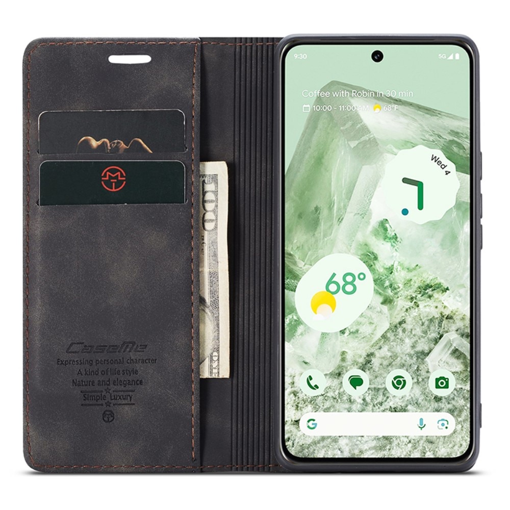 Étui portefeuille mince Google Pixel 8a, noir