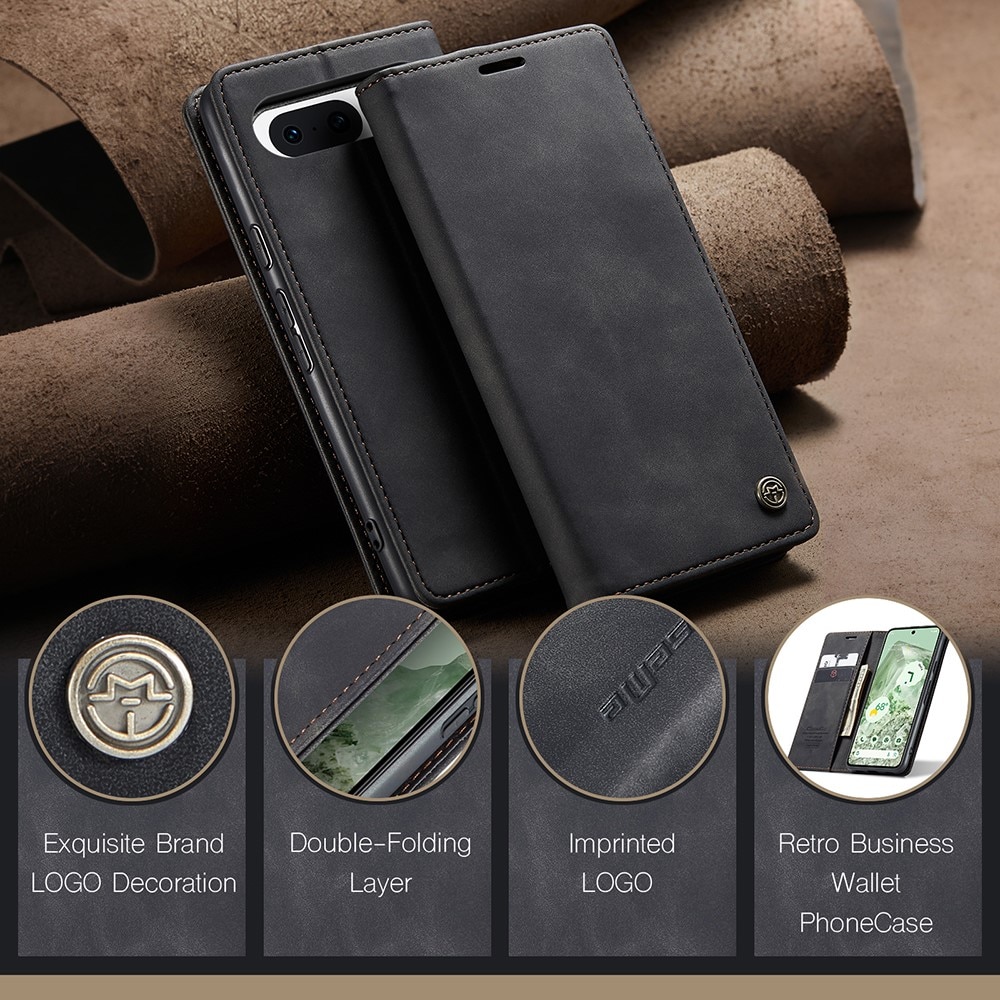 Étui portefeuille mince Google Pixel 8a, Noir