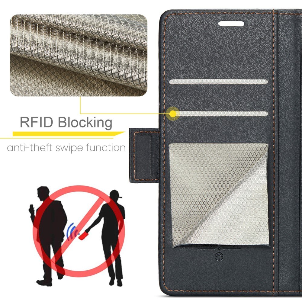 Étui portefeuille mince anti-RFID Google Pixel 8a, noir