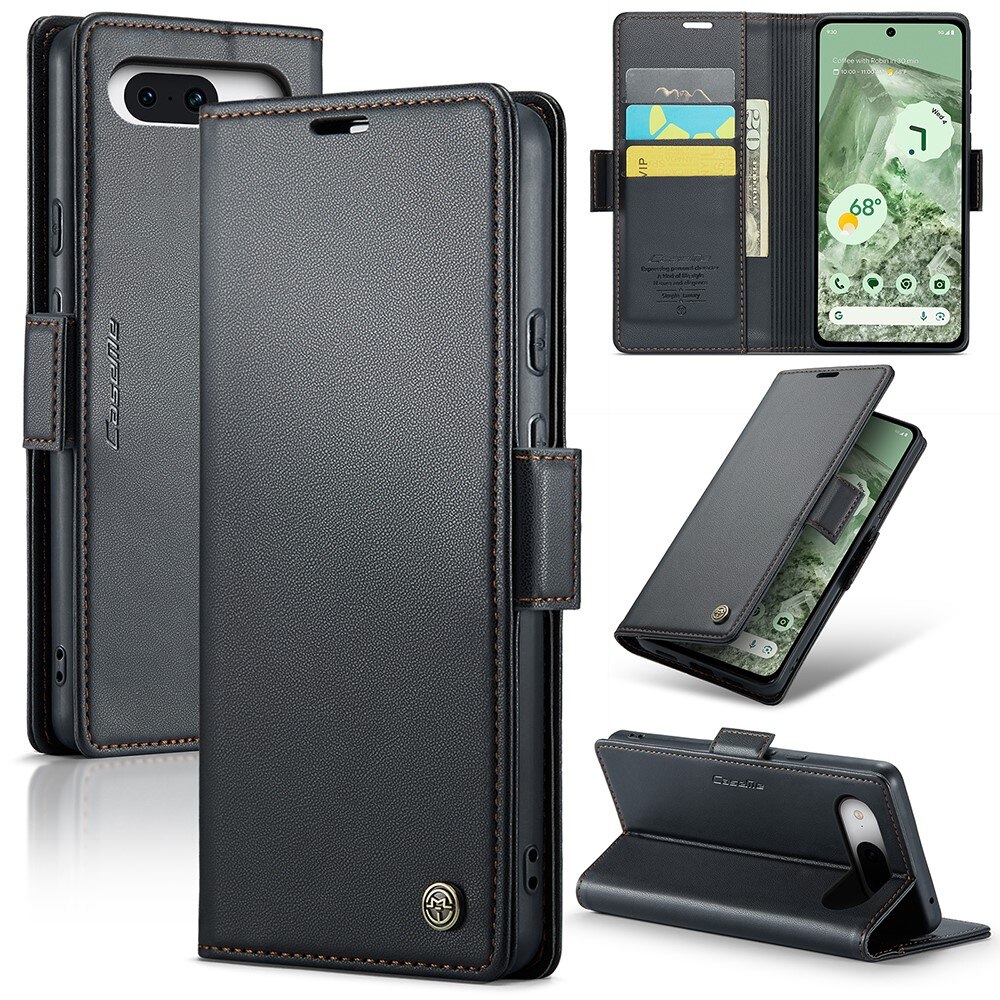 Étui portefeuille mince anti-RFID Google Pixel 8a, Noir