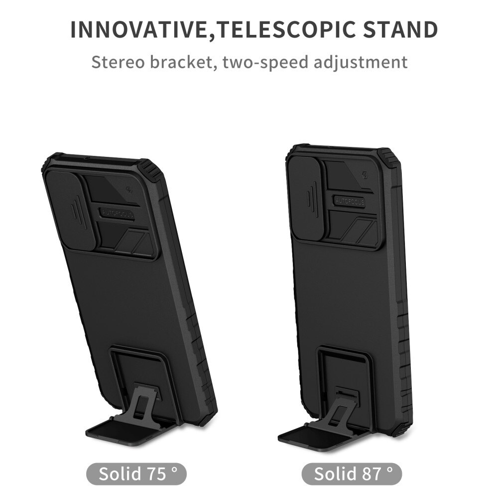 Coque Kickstand avec Protège Caméra Samsung Galaxy A15, noir