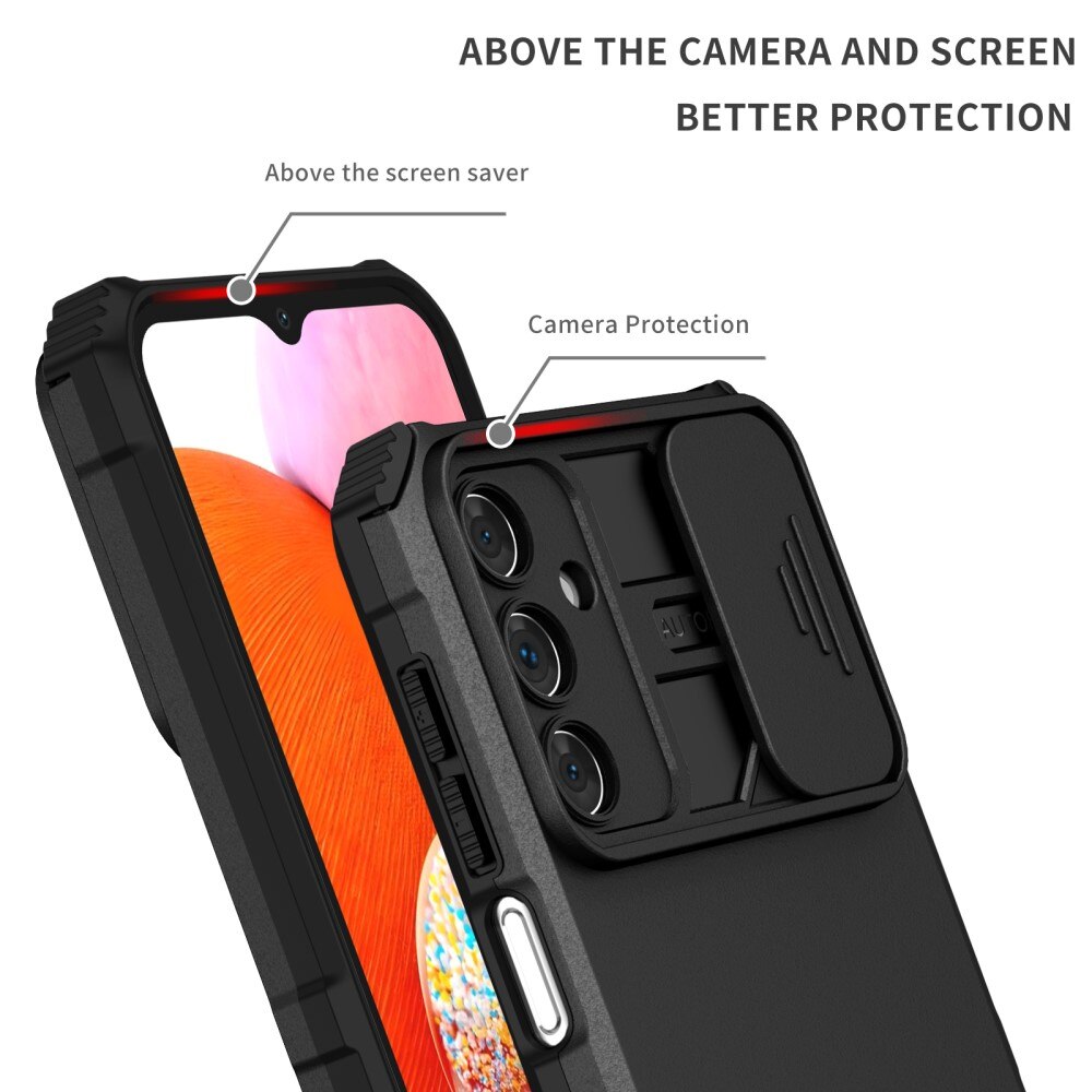 Coque Kickstand avec Protège Caméra Samsung Galaxy A15, Noir