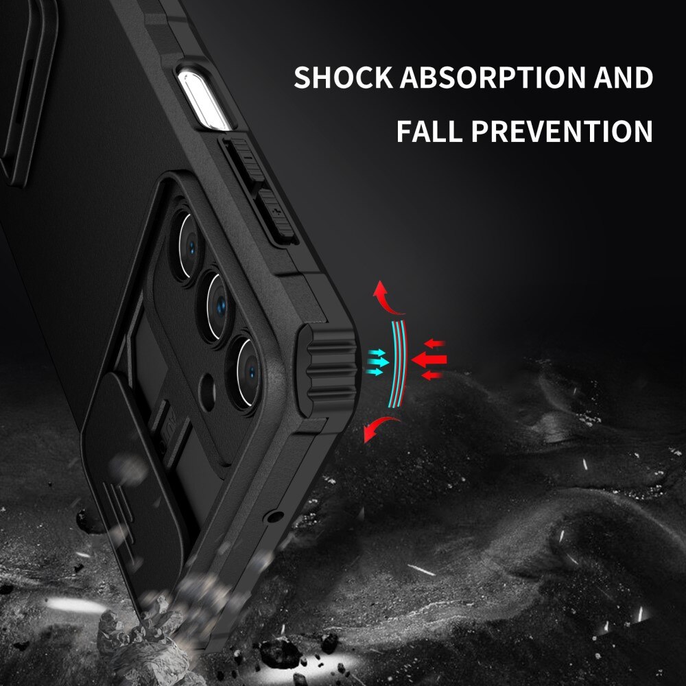 Coque Kickstand avec Protège Caméra Samsung Galaxy A15, Noir