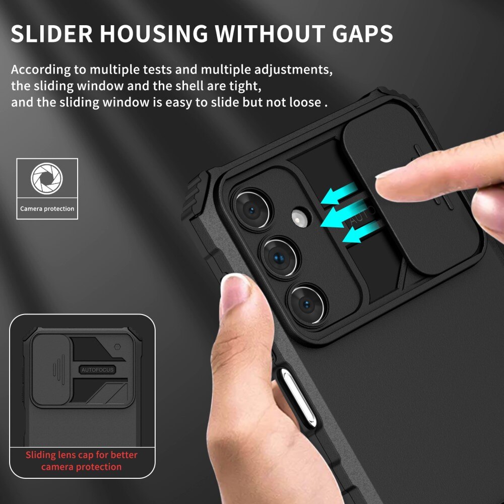 Coque Kickstand avec Protège Caméra Samsung Galaxy A15, Noir