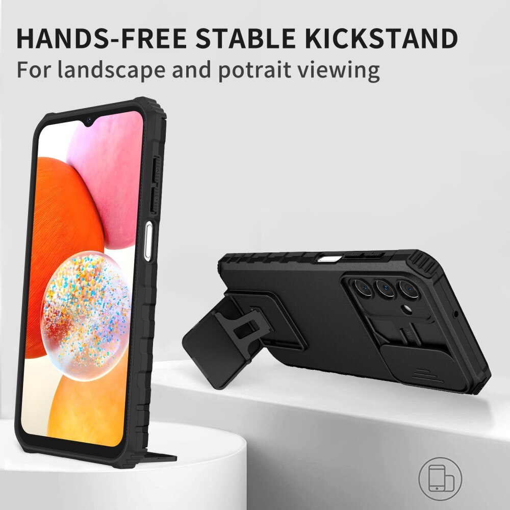 Coque Kickstand avec Protège Caméra Samsung Galaxy A15, Noir