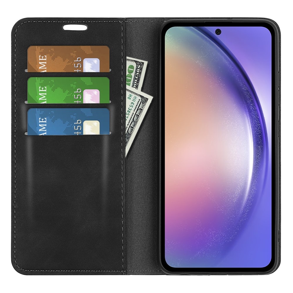 Coque portefeuille mince Samsung Galaxy A55, Noir