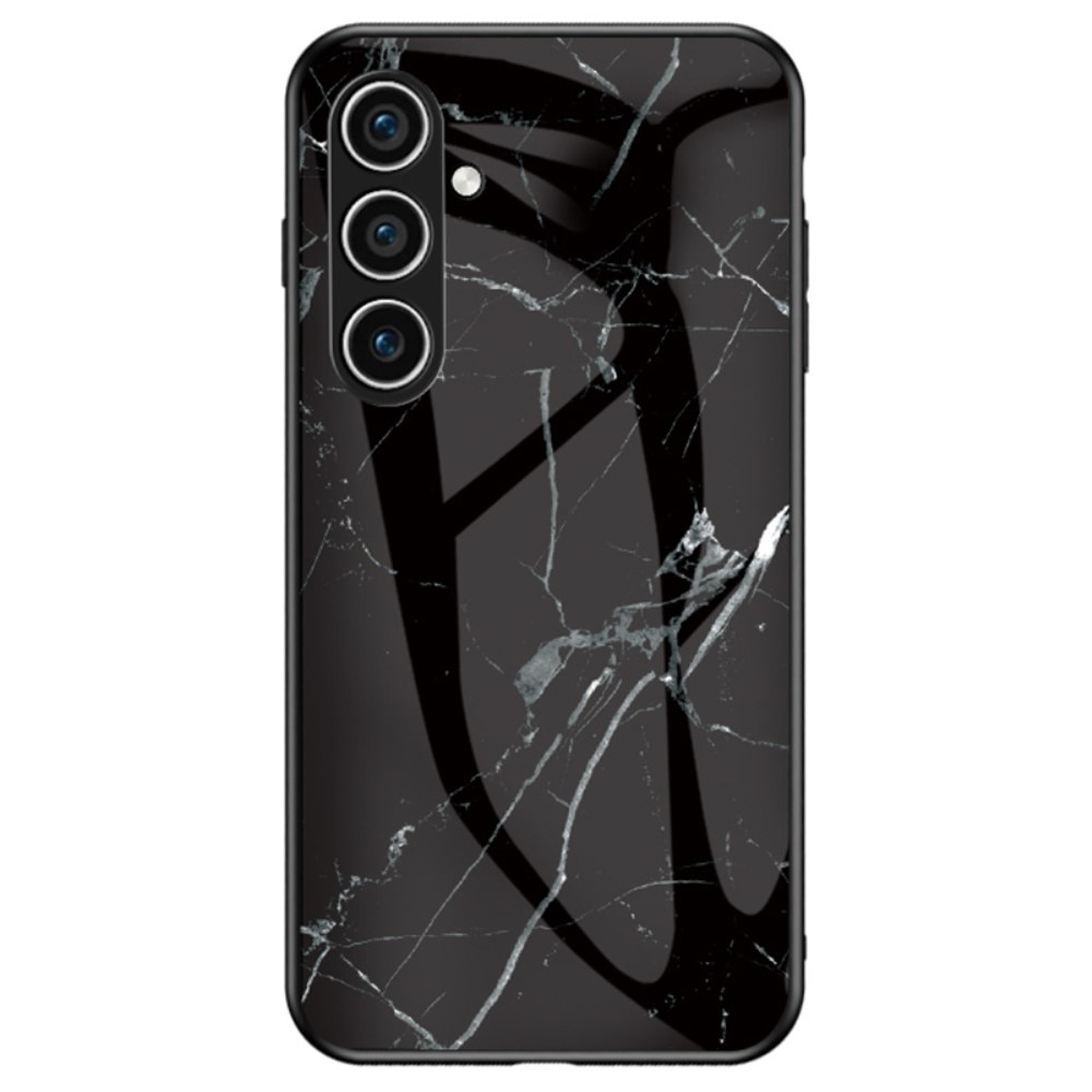 Coque en verre trempé Samsung Galaxy S24, marbre noir