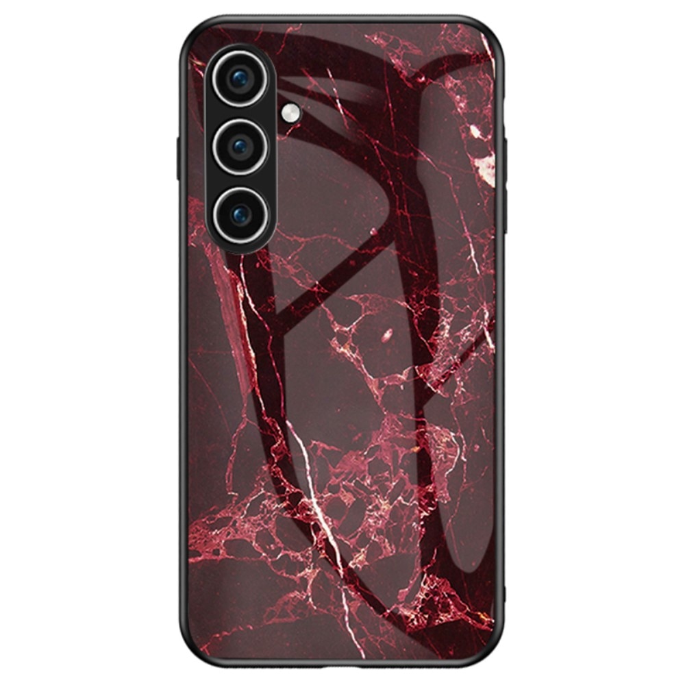 Coque en verre trempé Samsung Galaxy S24, marbre rouge