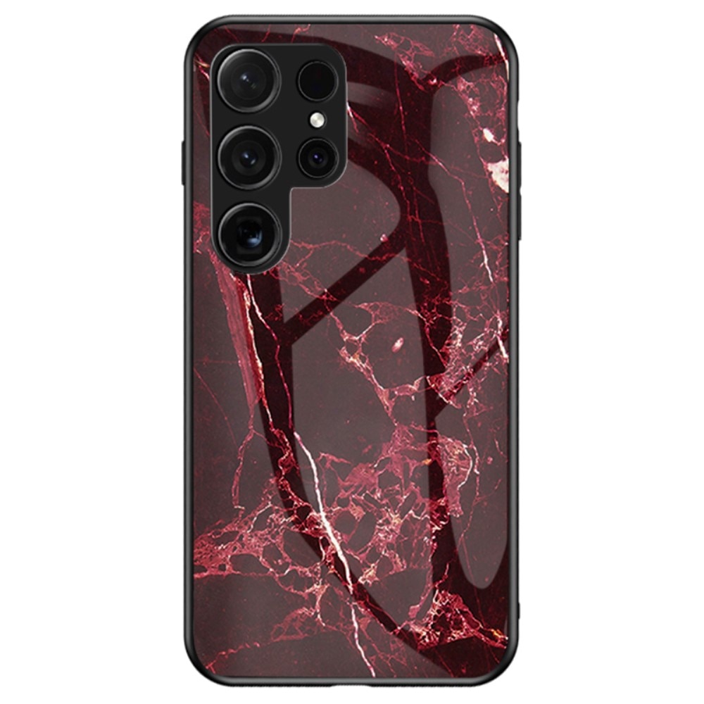 Coque en verre trempé Samsung Galaxy S24 Ultra, marbre rouge