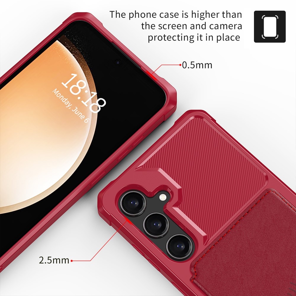 Coque porte-cartes Tough Multi-slot Samsung Galaxy S24, rouge