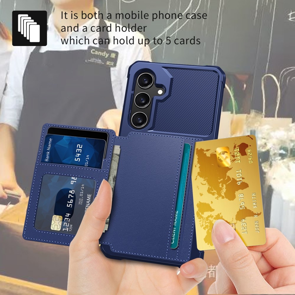 Coque porte-cartes Tough Multi-slot Samsung Galaxy S24, bleu