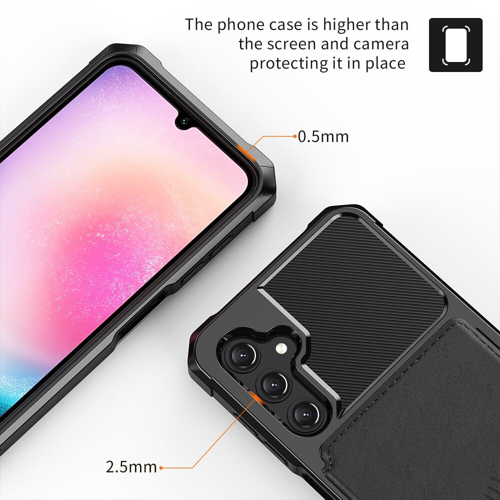 Coque porte cartes Tough Multi slot Samsung Galaxy A15 noir