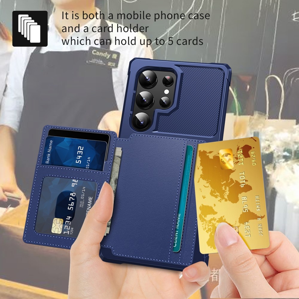 Coque porte-cartes Tough Multi-slot Samsung Galaxy S24 Ultra, bleu