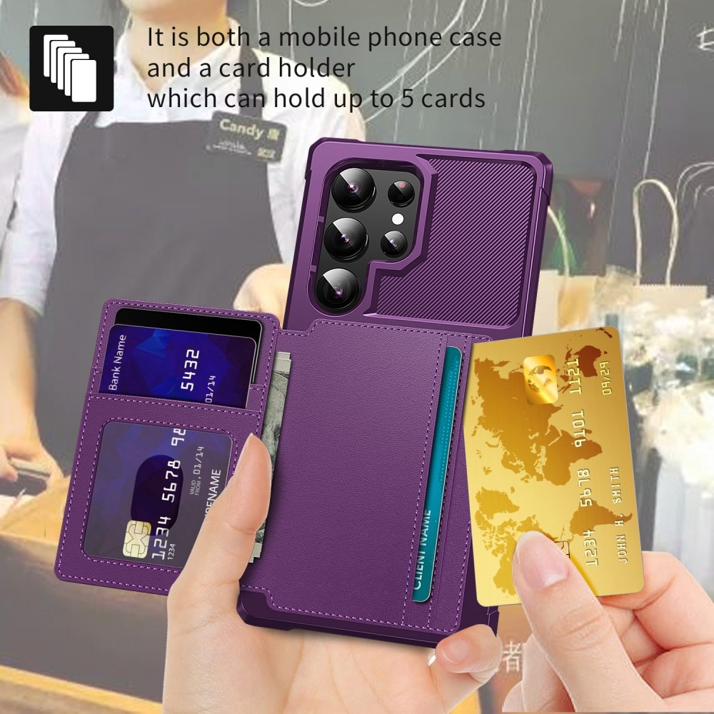 Coque porte-cartes Tough Multi-slot Samsung Galaxy S24 Ultra, violet