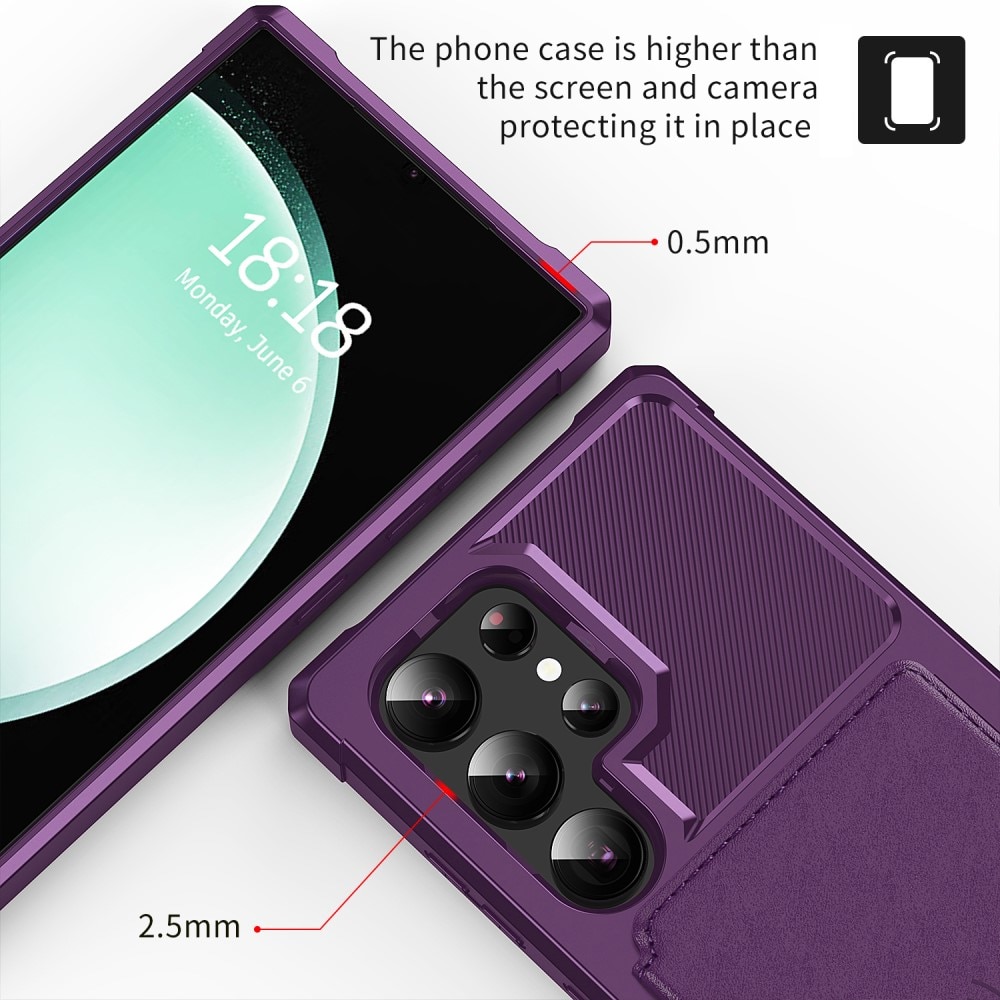 Coque porte-cartes Tough Multi-slot Samsung Galaxy S24 Ultra, violet