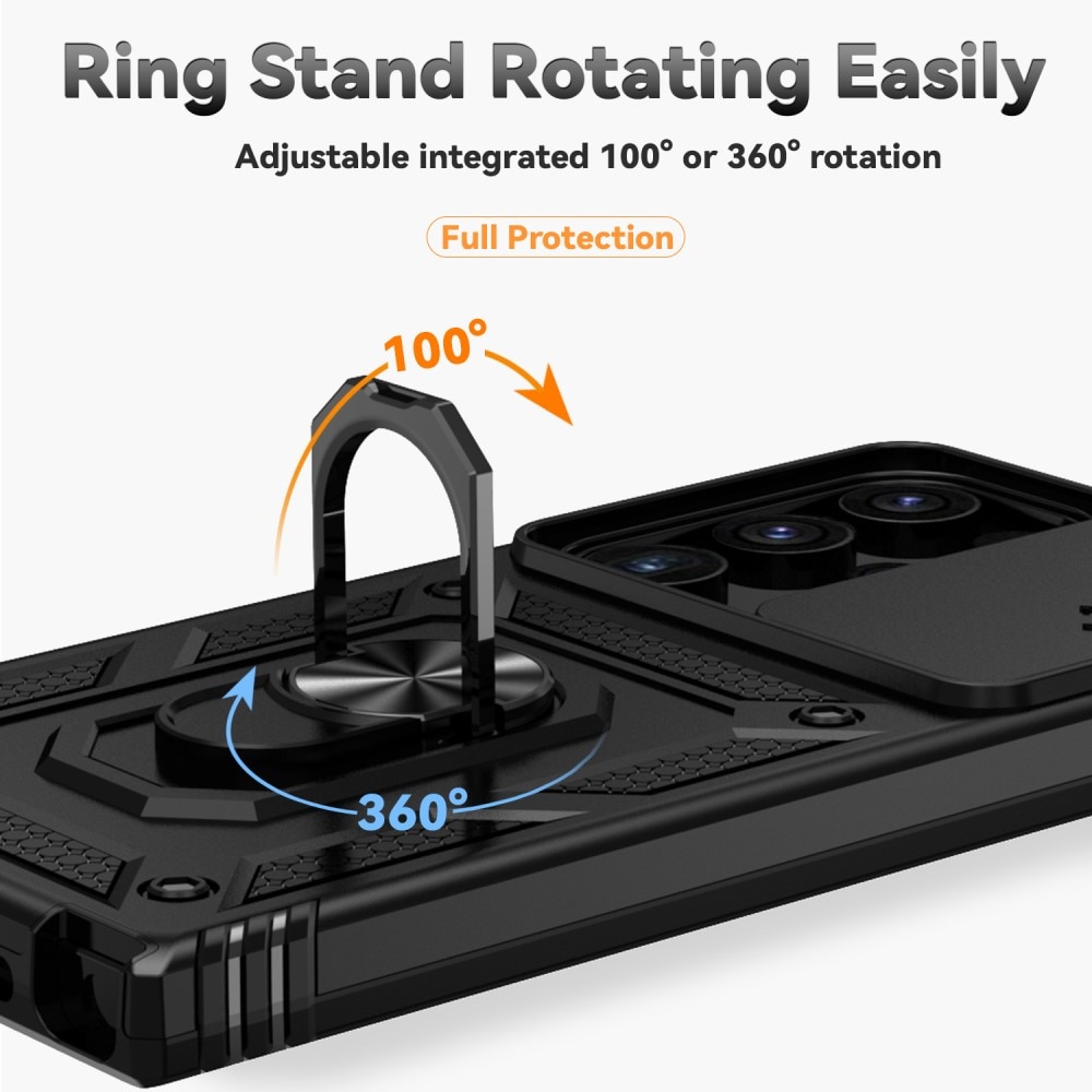 Coque Hybride Ring avec Protège Caméra Samsung Galaxy S24 Ultra, noir