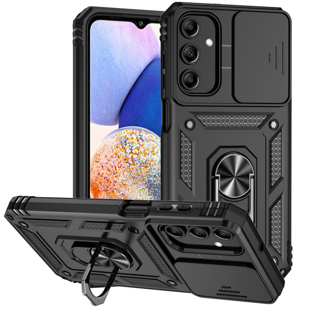 Coque Hybride Ring avec Protège Caméra Samsung Galaxy A15, Noir