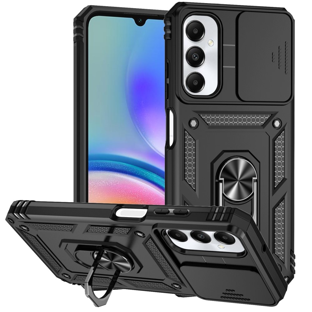 Coque Hybride Ring avec Protège Caméra Samsung Galaxy A05s, Noir