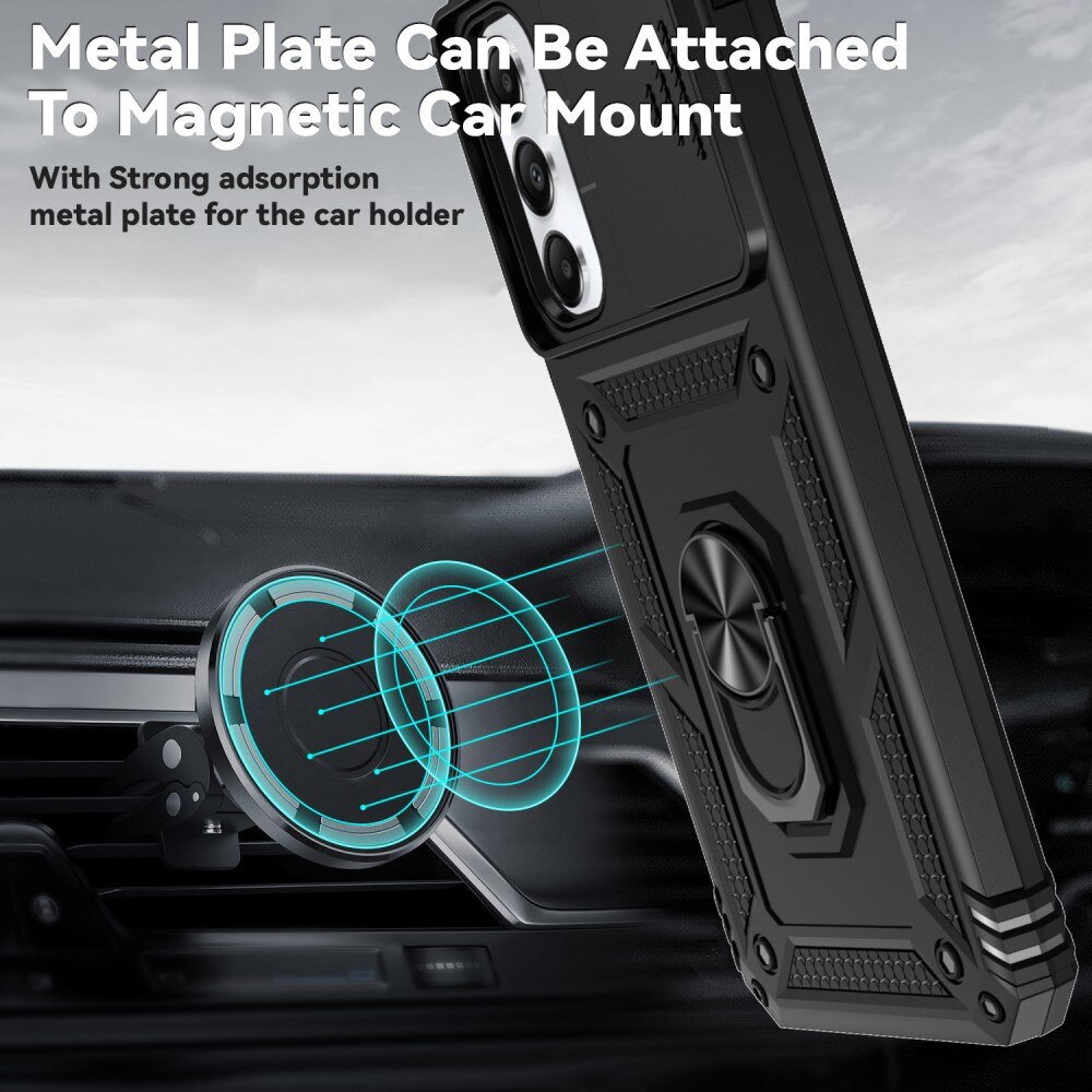 Coque Hybride Ring avec Protège Caméra Samsung Galaxy A05s, Noir