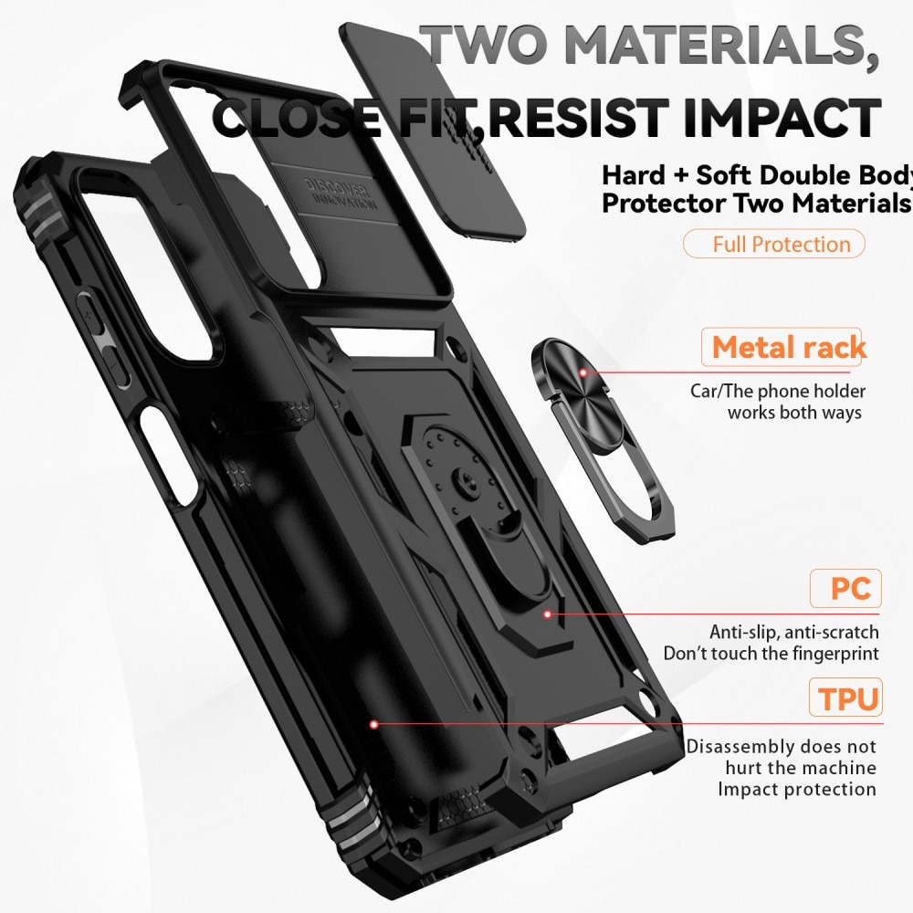 Coque Hybride Ring avec Protège Caméra Samsung Galaxy A05s, Noir
