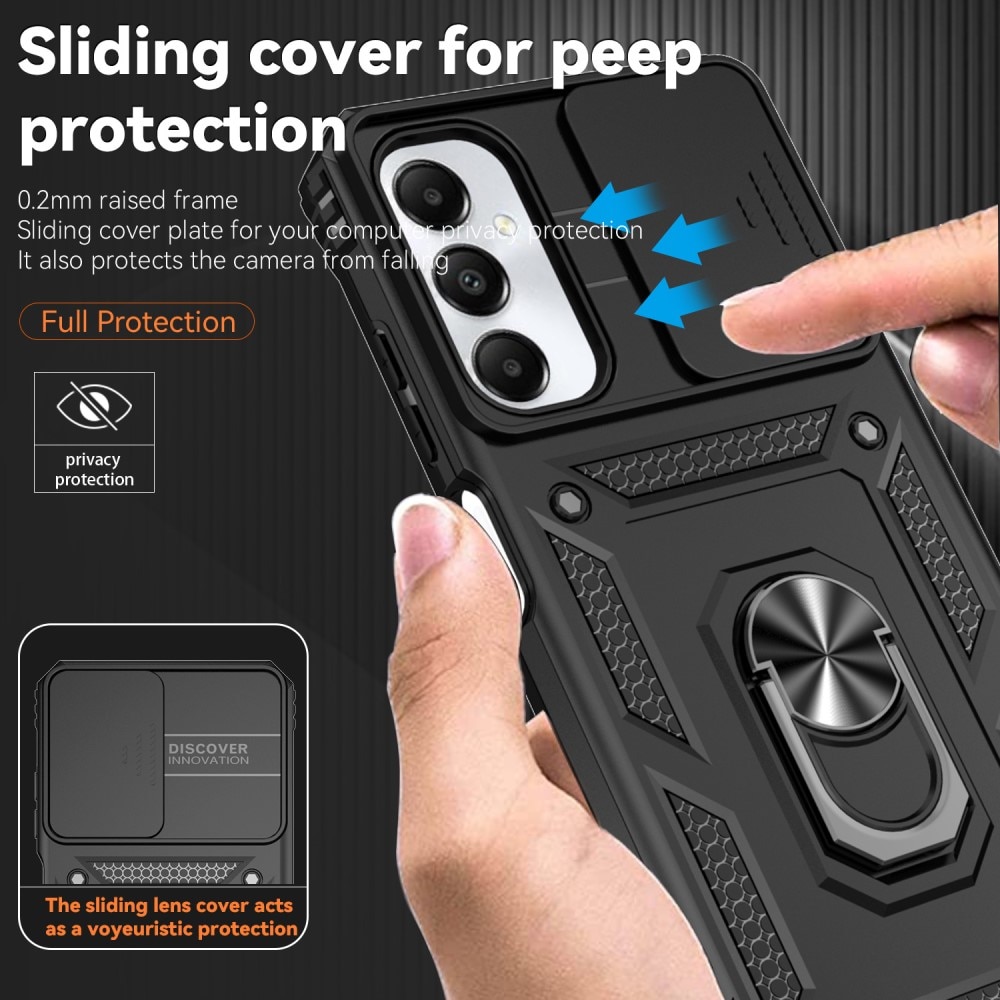 Coque Hybride Ring avec Protège Caméra Samsung Galaxy A05s, Noir