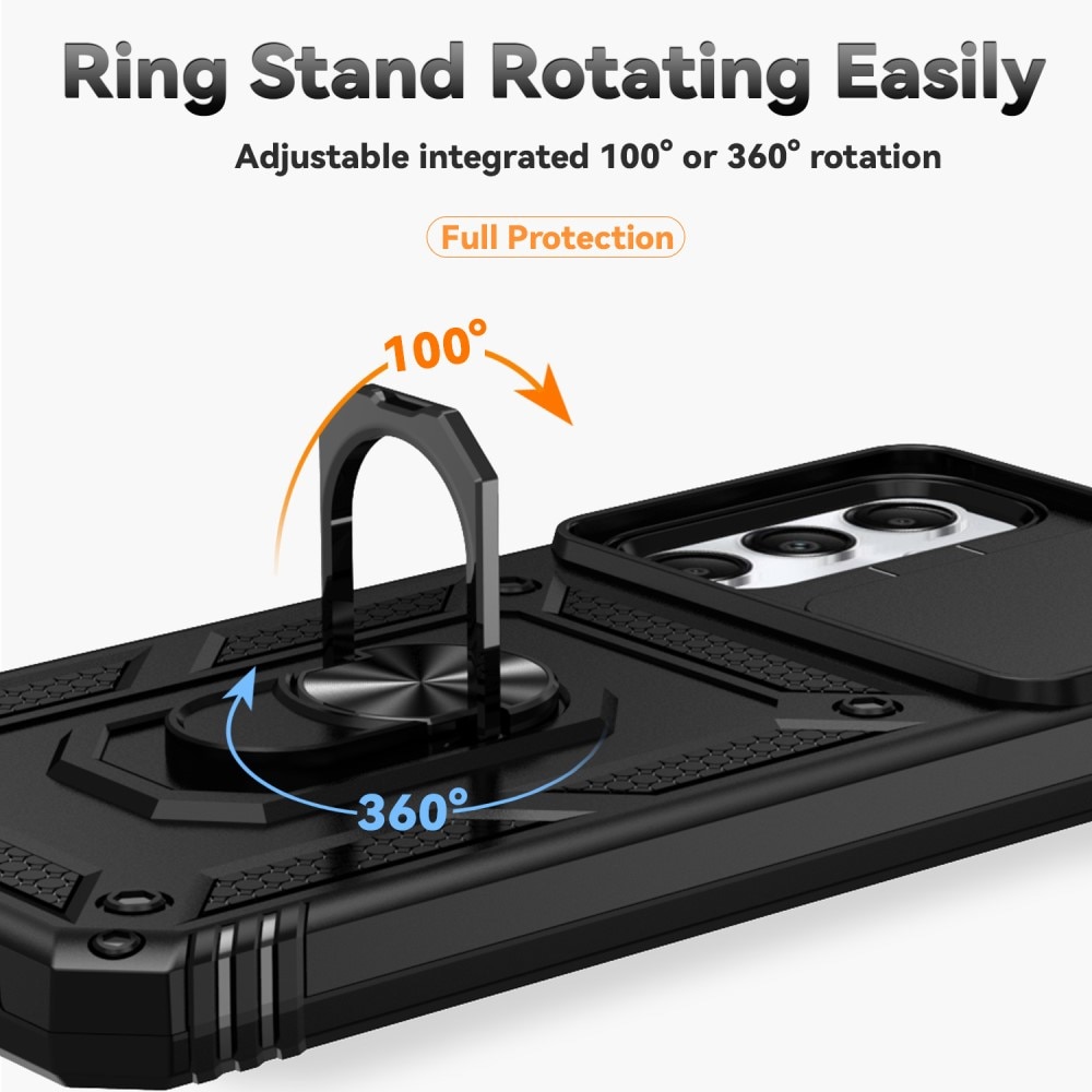 Coque Hybride Ring avec Protège Caméra Samsung Galaxy A05s, Noir