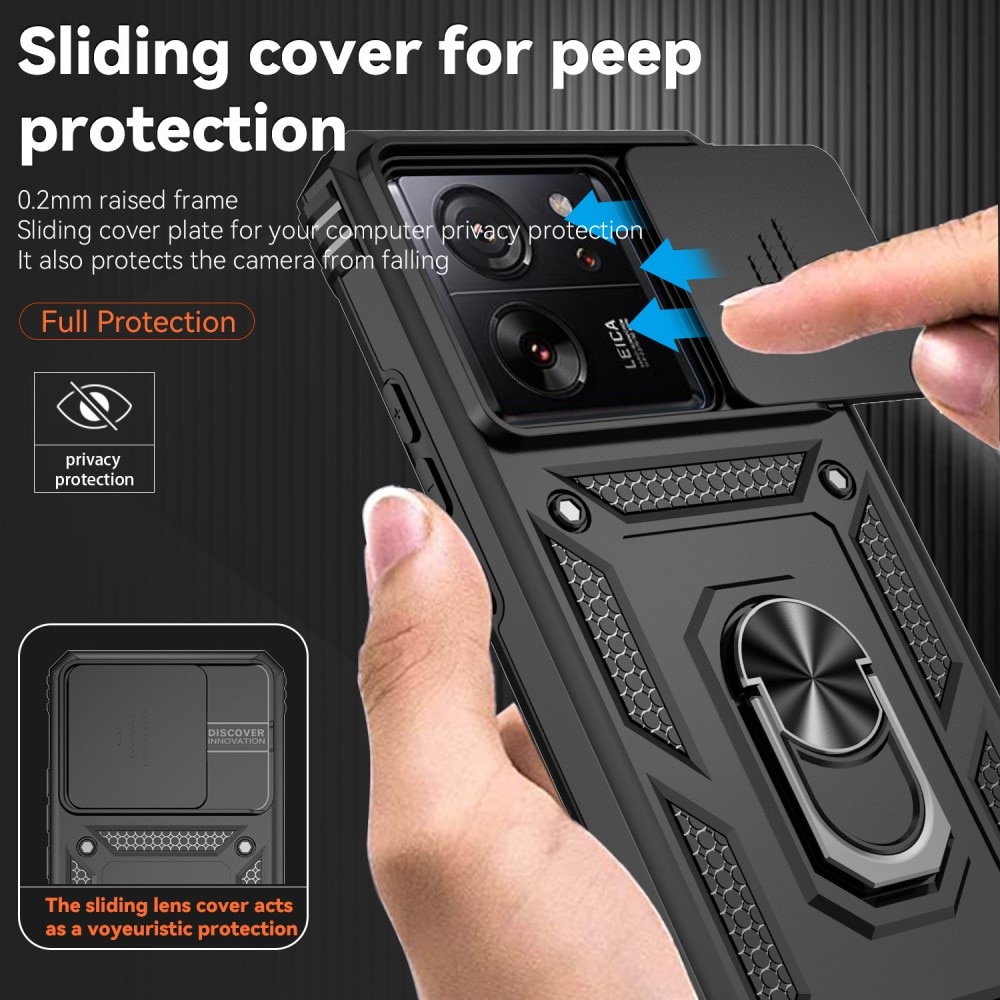 Coque Hybride Ring avec Protège Caméra Xiaomi 13T Pro, noir