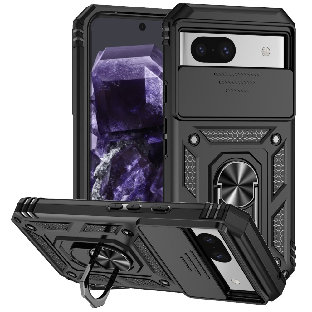 Coque Hybride Ring avec Protège Caméra Google Pixel 8a, Noir