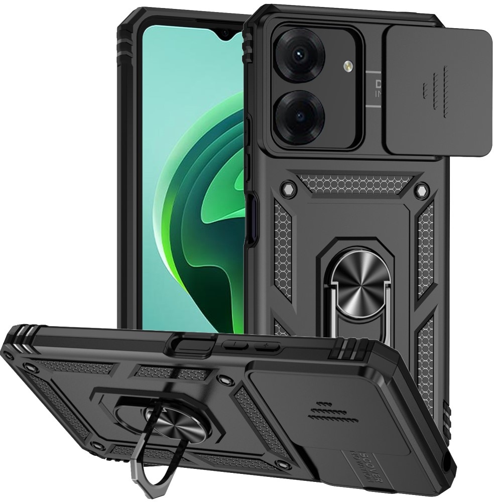 Coque Hybride Ring avec Protège Caméra Xiaomi Redmi 13C, Noir