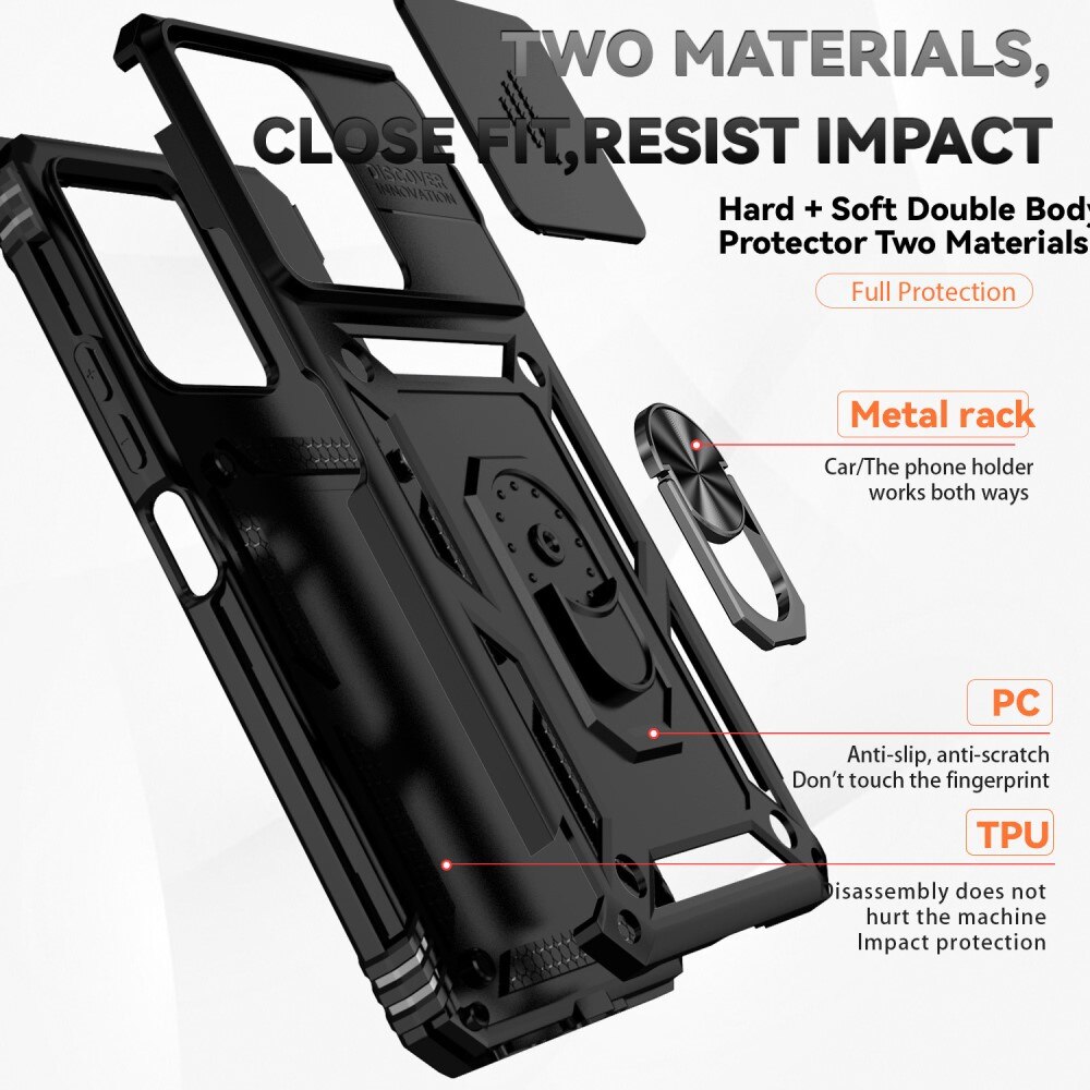Coque Hybride Ring avec Protège Caméra Xiaomi Redmi 13C, Noir