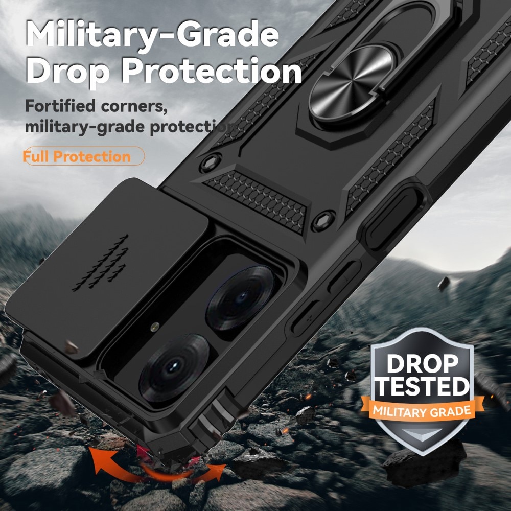 Coque Hybride Ring avec Protège Caméra Xiaomi Redmi 13C, Noir