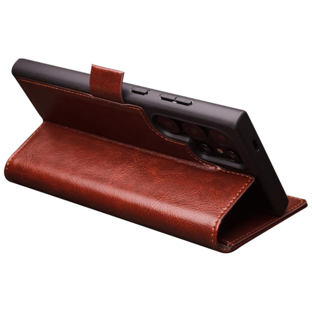 Leather Wallet Case Samsung Galaxy S24 Ultra, Brown