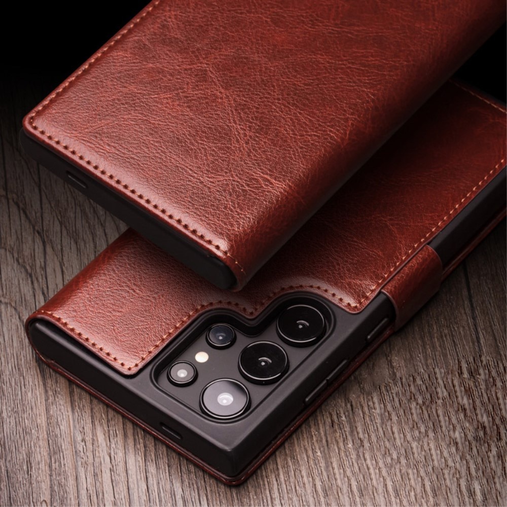 Leather Wallet Case Samsung Galaxy S24 Ultra, Brown