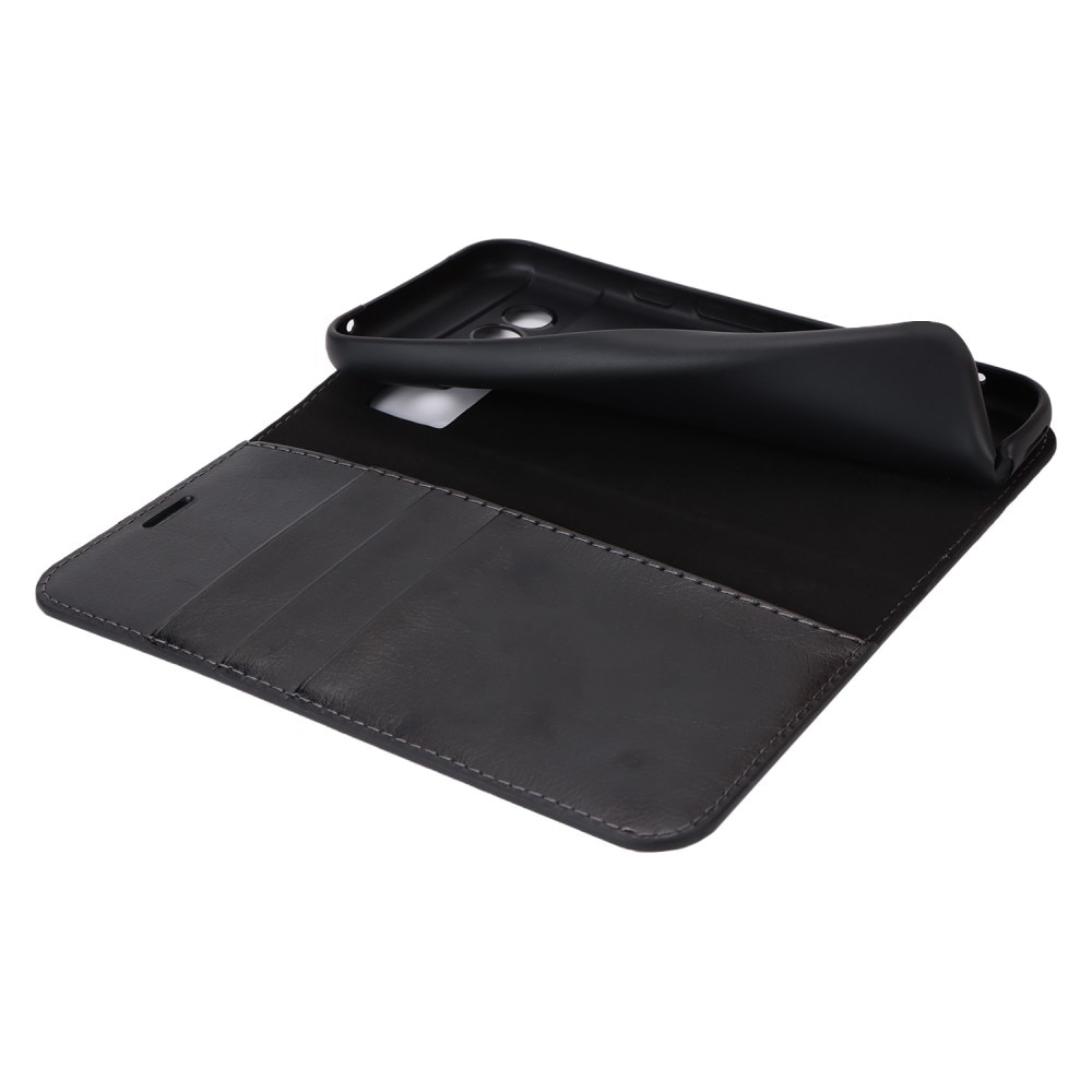 Coque portefeuille en cuir Veritable Google Pixel 8a, noir