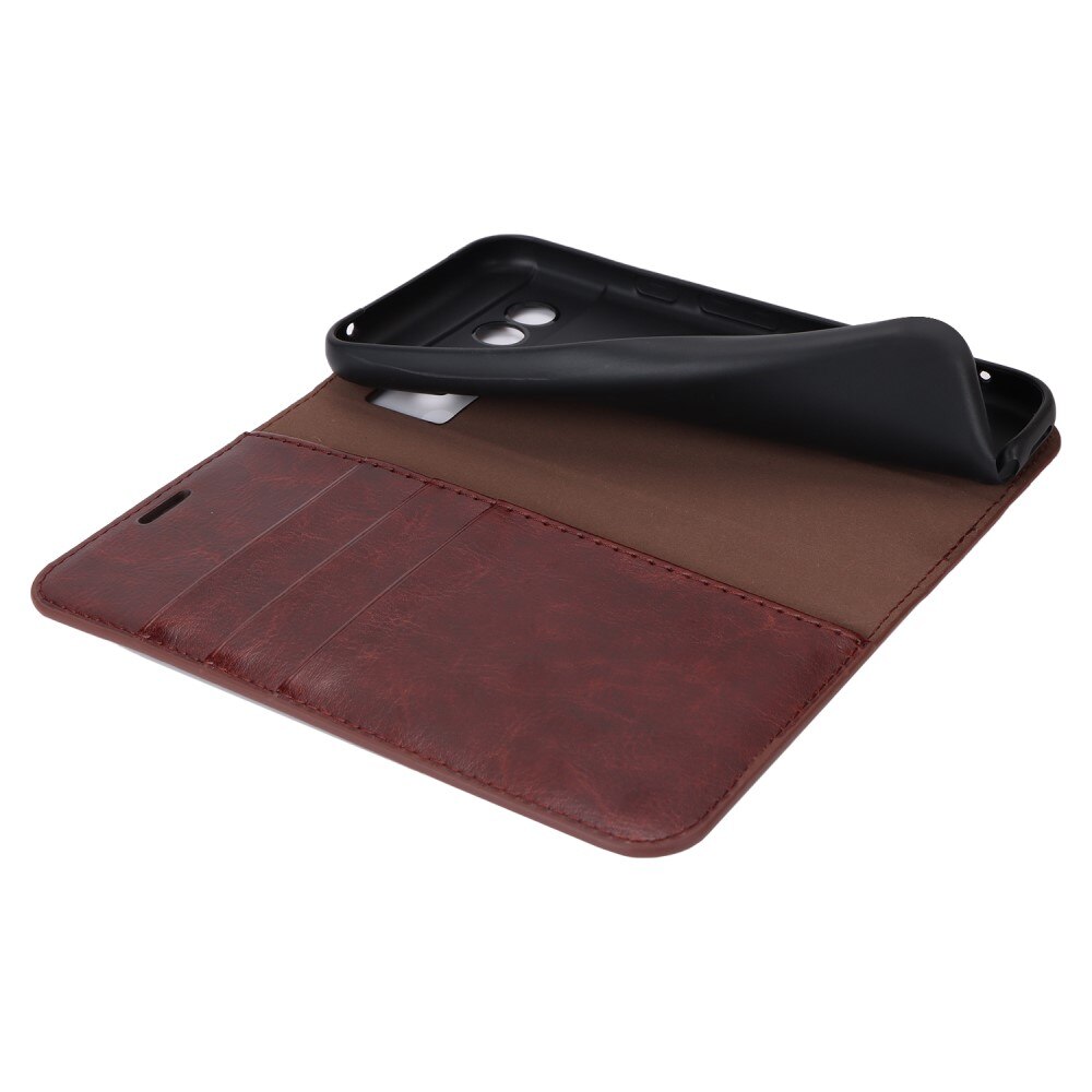 Coque portefeuille en cuir Veritable Google Pixel 8a, Marron foncé