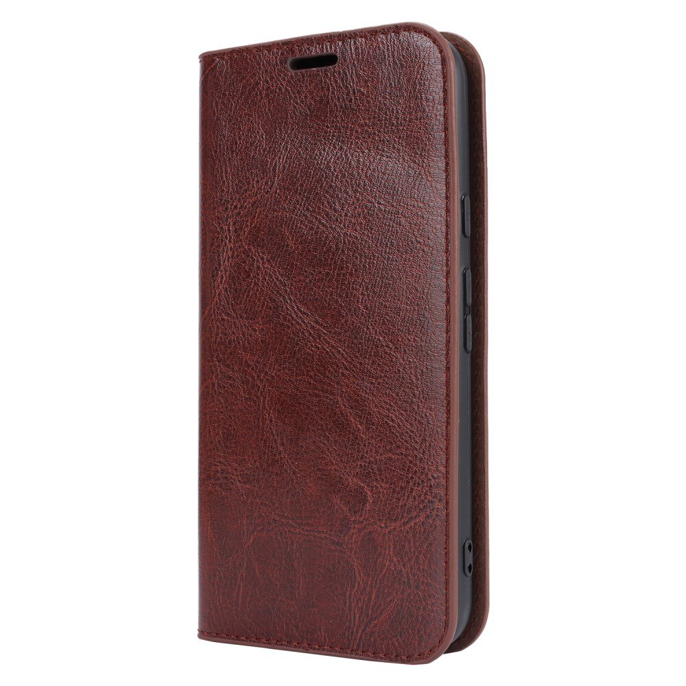Coque portefeuille en cuir Veritable Google Pixel 8a, Marron foncé