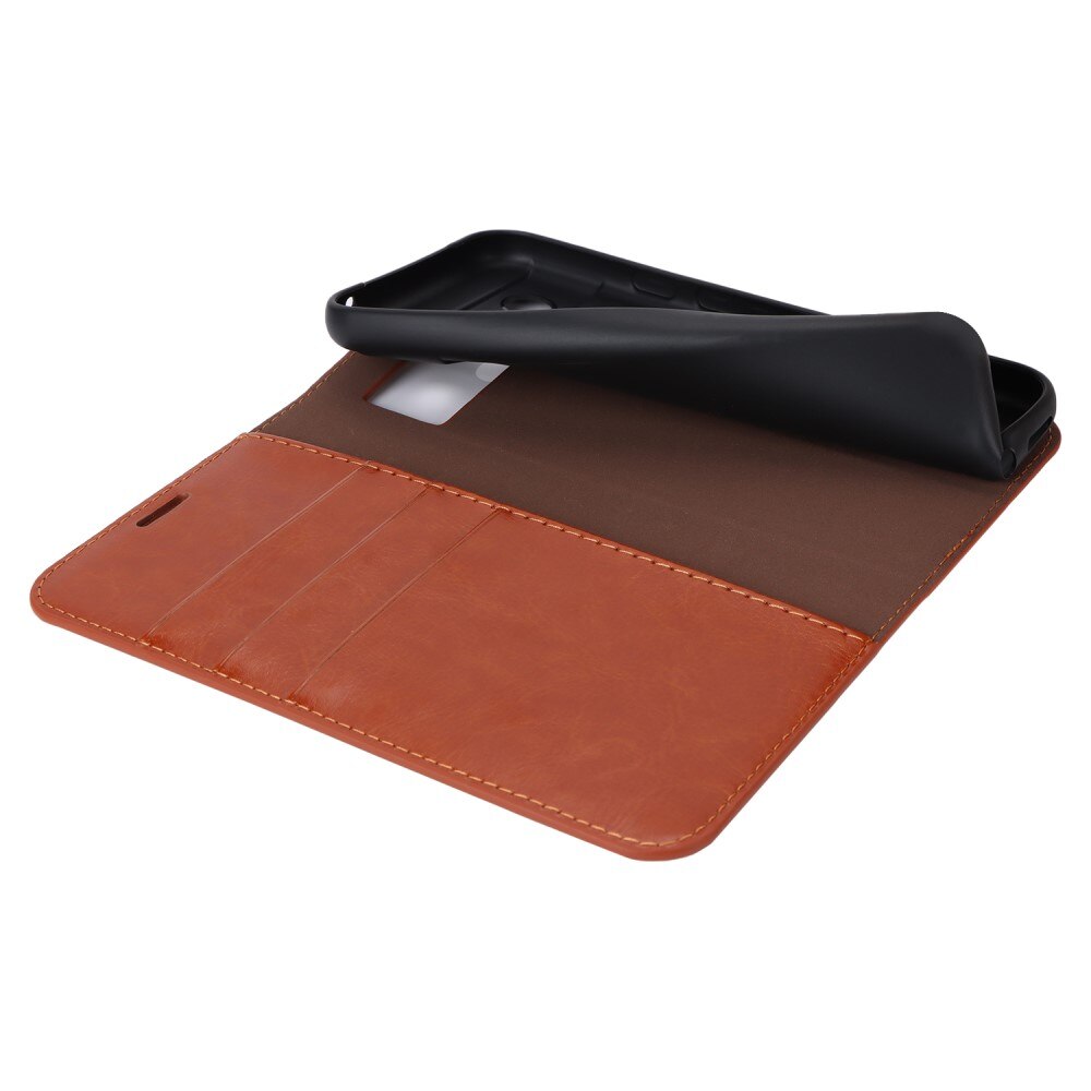 Coque portefeuille en cuir Veritable Google Pixel 8a, Marron