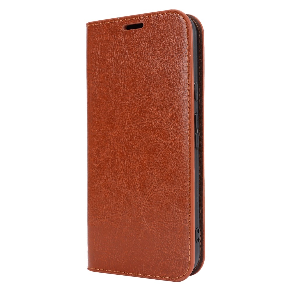 Coque portefeuille en cuir Veritable Google Pixel 8a, Marron